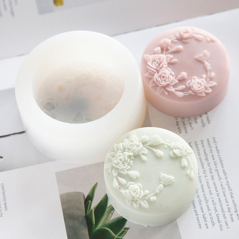 Soap Making Additives - Круглая форма с цветком розы, силиконовая